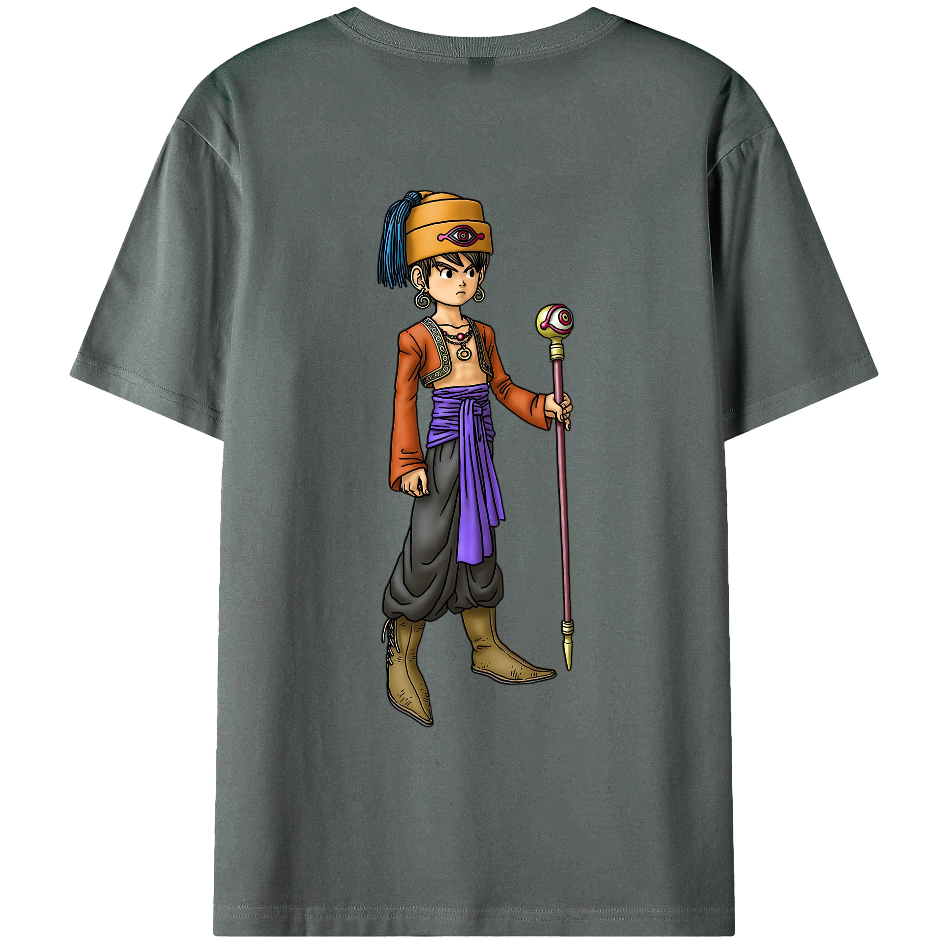（画像用） ドラゴンクエスト Doragon Kuesuto Dragon Quest 綿100％ メンズ半袖Tシャツ（バックプリント） 通気性